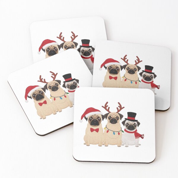 Item preview, The Pug Squad Christmas Sweatshirt: Embroidered Look Design of Three Pugs Dressed as Santa, Reindeer & Snowman designed and sold by ZyxDes.