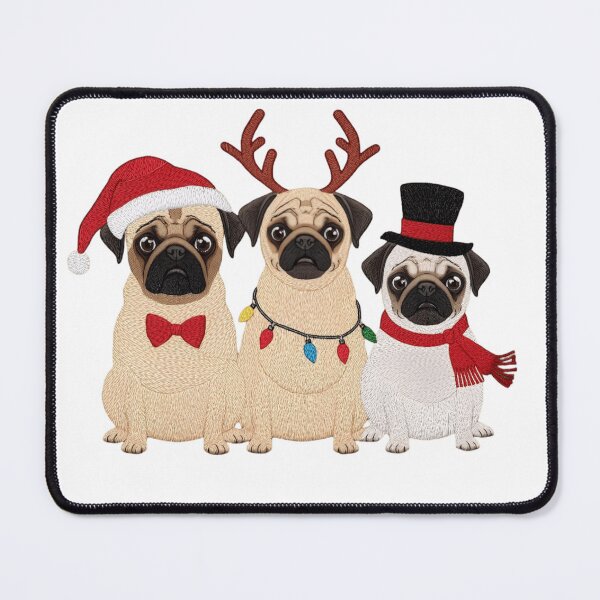 Item preview, The Pug Squad Christmas Sweatshirt: Embroidered Look Design of Three Pugs Dressed as Santa, Reindeer & Snowman designed and sold by ZyxDes.