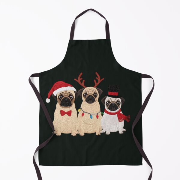 Item preview, The Pug Squad Christmas Sweatshirt: Embroidered Look Design of Three Pugs Dressed as Santa, Reindeer & Snowman designed and sold by ZyxDes.
