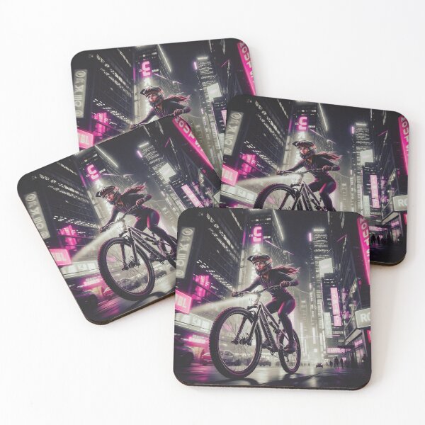 Item preview, Cyberpunk Mountain Biker: Night Race in Electric City. designed and sold by Hinson MTB Visuals.