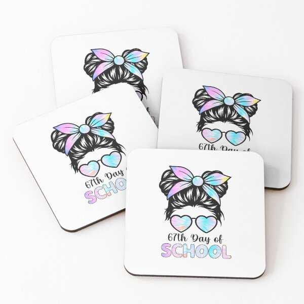 Item preview, 67 Days Smarter Messy Bun Six Seven 67th Day of School Girls  designed and sold by facegm.