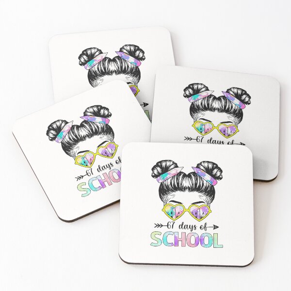 Item preview, 67 Days Smarter Messy Bun Six Seven 67th Day of School Girls  designed and sold by facegm.