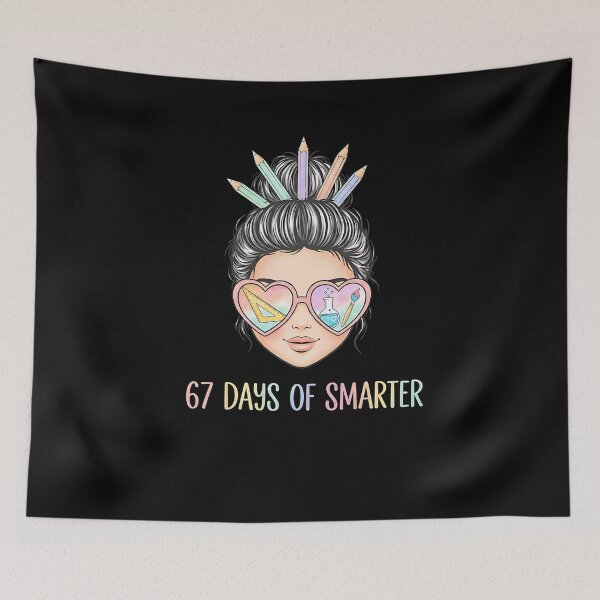 Item preview, 67 Days Smarter Messy Bun Six Seven 67Th Day Of School Girls designed and sold by facegm.