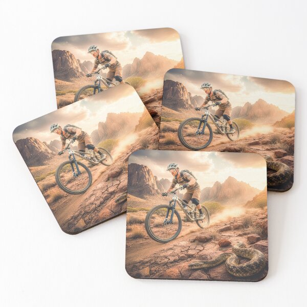 Item preview, Snake on the Trail – High-Stakes Desert Ride Action Shot. designed and sold by Hinson MTB Visuals.