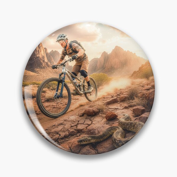 Item preview, Snake on the Trail – High-Stakes Desert Ride Action Shot. designed and sold by Hinson MTB Visuals.