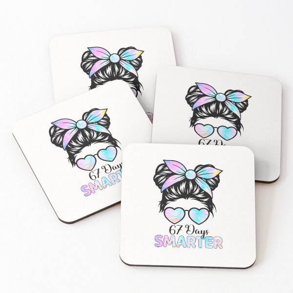 Item preview, 67 Days Smarter Messy Bun Six Seven 67th Day of School Girls designed and sold by facegm.