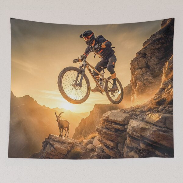 Item preview, Downhill MTB Adventure: Sunset Jump with Mountain Goat. designed and sold by Hinson MTB Visuals.