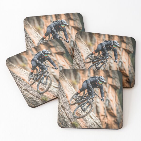 Item preview, Extreme Mountain Biking Downhill Action on Rocky Cliff Trail. designed and sold by Hinson MTB Visuals.