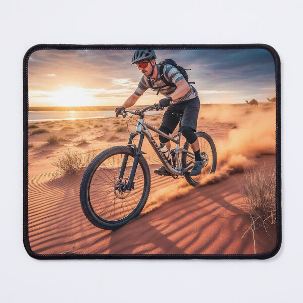 Item preview, Nomadic Trails: Mountain Biker, Camels & Golden Desert Dunes. designed and sold by Hinson MTB Visuals.