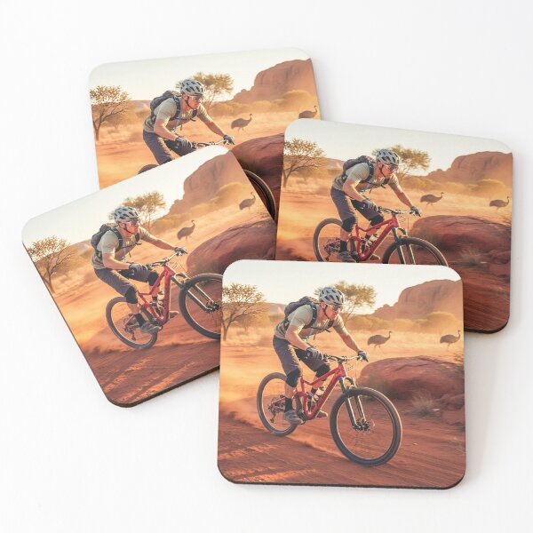 Item preview, Adrenaline-Fueled MTB - Red Dust & Emus in Australian Outback. designed and sold by Hinson MTB Visuals.