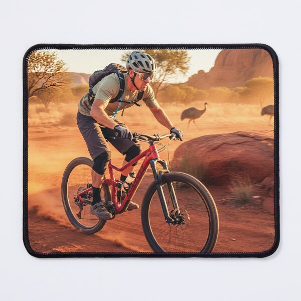 Item preview, Adrenaline-Fueled MTB - Red Dust & Emus in Australian Outback. designed and sold by Hinson MTB Visuals.