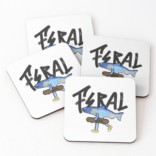 Item preview,  Feral Streetwear Logo  Surreal Skate Fish Design Salmon designed and sold by winter-harta.
