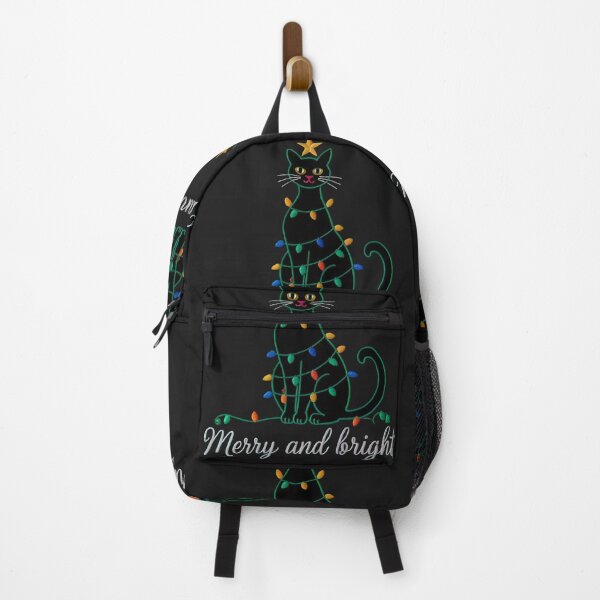 Item preview, Merry and Bright Black Cat Christmas Tree Sweatshirt: Adorable Feline Wrapped in Colorful Lights with Star Topper. Cute Holiday Cat Lover  designed and sold by ZyxDes.