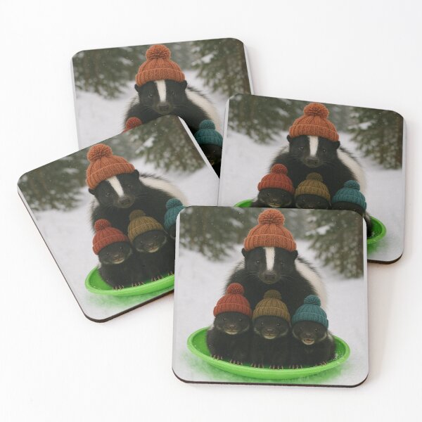 Item preview, Skunk Family Out Sledding designed and sold by Tridentulus.