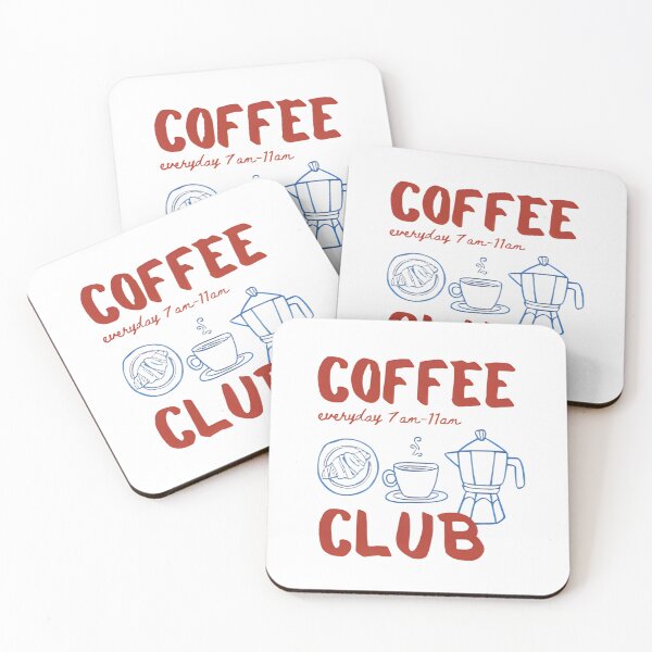 Item preview, Coffee Club Everyday 7 AM-11 AM - Retro Hand-Drawn Coffee & Croissant designed and sold by HBDStudio.