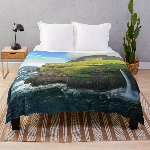Item preview, Faroe Islands, Gasadalur, Múlafossur Waterfall. Original photography designed and sold by studio838.