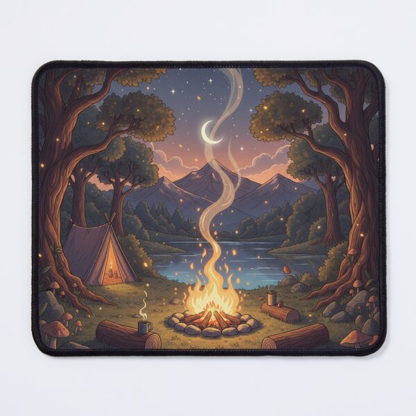 Item preview, Mountains Campfire in the Magical Dawn Aesthetic Nature Scene Art designed and sold by RedOrBlueIts4U.