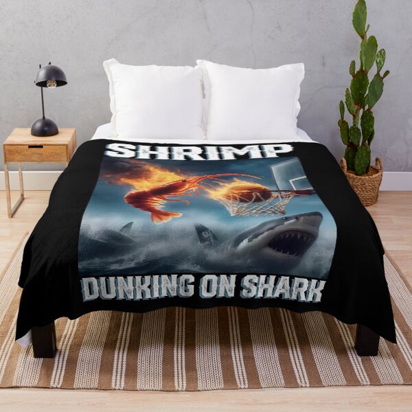 Item preview, Flaming Shrimp Slam Dunk Shark Tee designed and sold by TinaMDedrick.