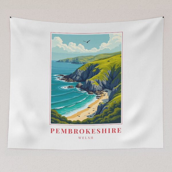 Item preview, Pembrokeshire Wales Seaside Illustration designed and sold by MapMyMiles.
