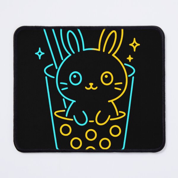 Item preview, Neon Bubble Tea Bunny – Cute Kawaii Glow Drink Character designed and sold by GoldenDreamGallery.