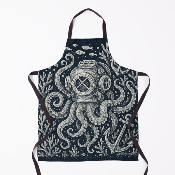 Item preview, Octopus Diving Helmet Nautical Ocean Doodle designed and sold by EdvvinStudios.