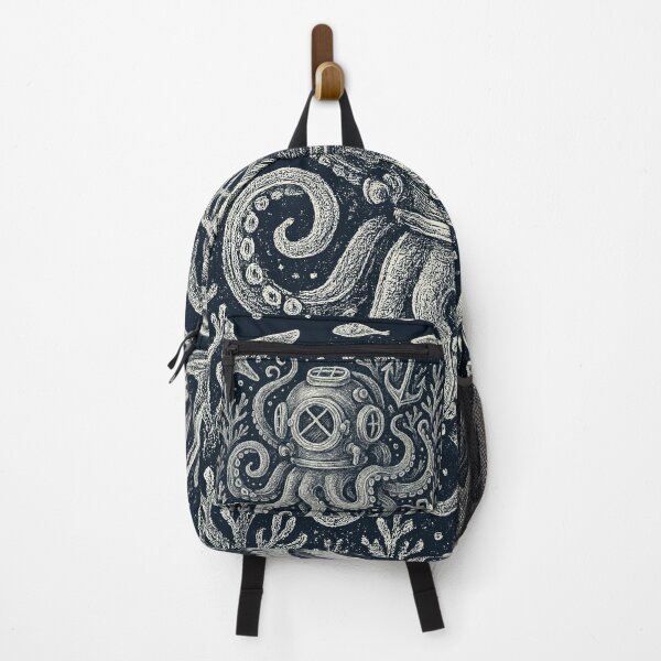Item preview, Octopus Diving Helmet Nautical Ocean Doodle designed and sold by EdvvinStudios.