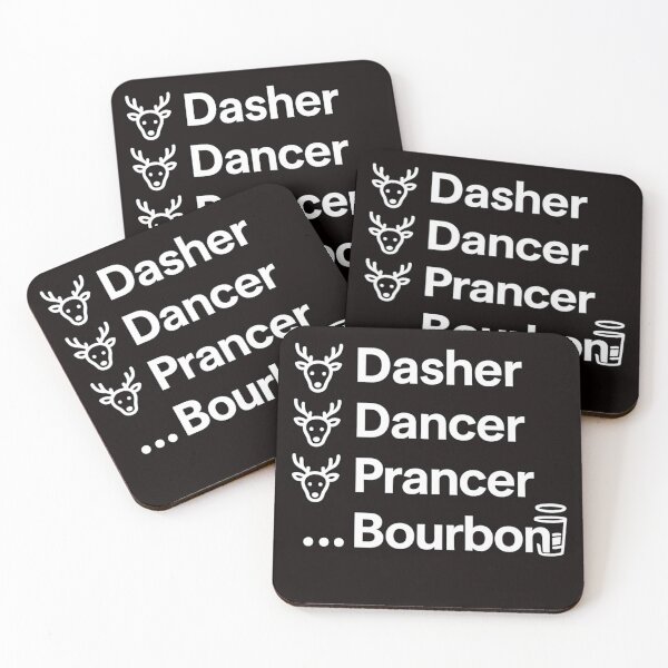 Item preview, „Funny Christmas Reindeer List – Dasher Dancer Prancer Bourbon – Holiday Adult Humor Design” designed and sold by FrameFlow.