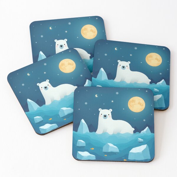 Item preview, Polar Night Guardian – Cute Arctic Bear Under the Moonlight designed and sold by Whimsical Hug.