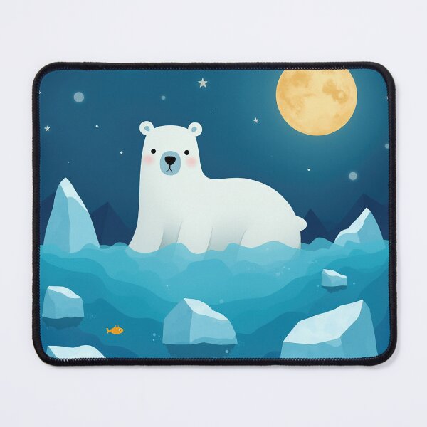 Item preview, Polar Night Guardian – Cute Arctic Bear Under the Moonlight designed and sold by Whimsical Hug.