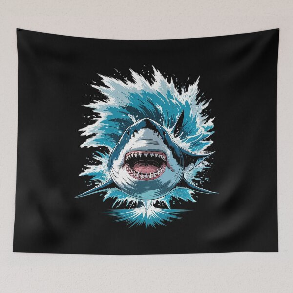 Item preview, Cool Watercolor Great White Shark Open Jaw  designed and sold by lilLilaBatArt.