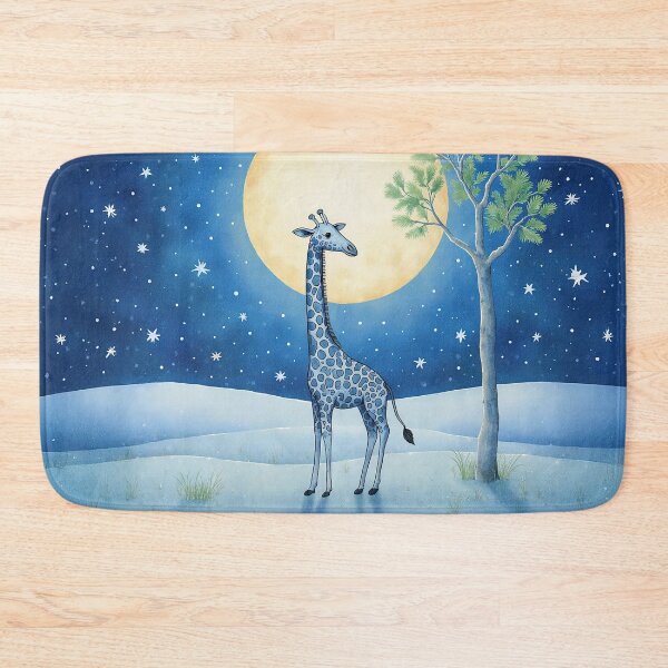 Item preview, Moonlit Winter Giraffe – Gentle Nighttime Animal Art designed and sold by Whimsical Hug.
