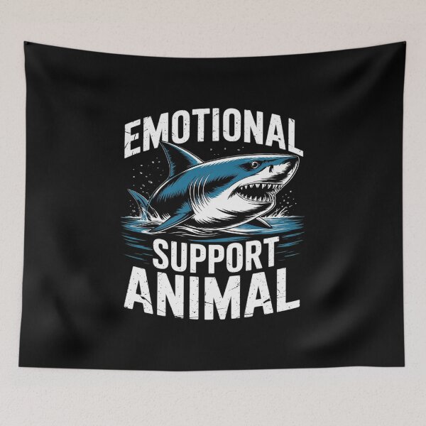 Item preview, Emotional Support Animal Scary Shark Pun Humor Shark  designed and sold by lilLilaBatArt.