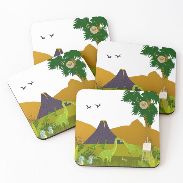 Item preview, Cute Dinosaur Landscape – Prehistoric Kids Art Scene designed and sold by TrendMixDesigns.