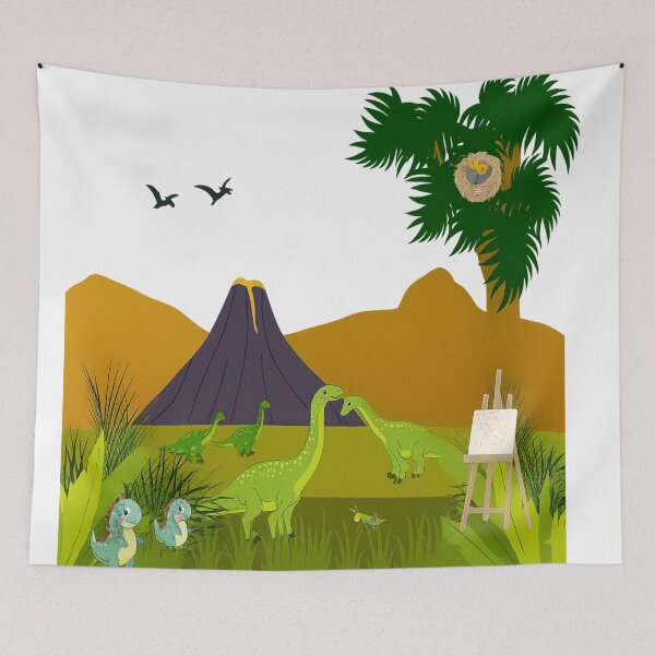 Item preview, Cute Dinosaur Landscape – Prehistoric Kids Art Scene designed and sold by TrendMixDesigns.