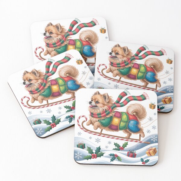 Item preview, Pomeranian Christmas – Patchwork Holiday Pup Retro Cute designed and sold by JessArty ⭐⭐⭐⭐⭐.