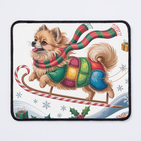 Item preview, Pomeranian Christmas – Patchwork Holiday Pup Retro Cute designed and sold by JessArty ⭐⭐⭐⭐⭐.