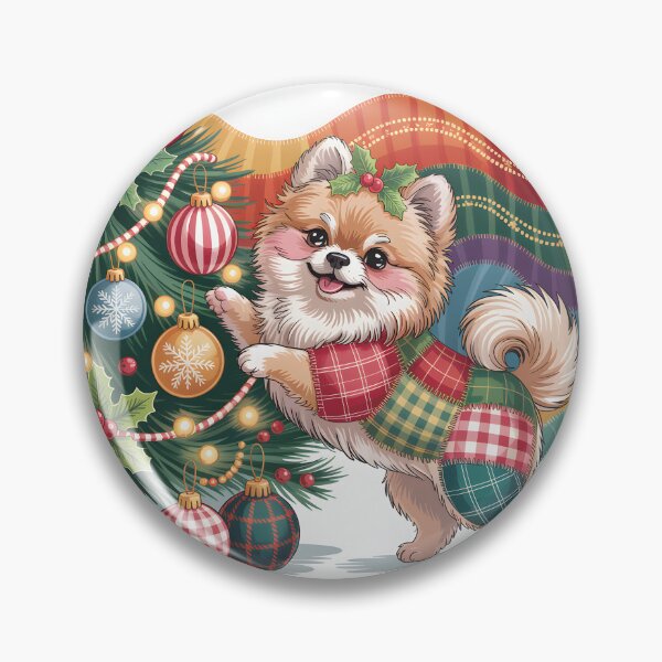 Item preview, Pomeranian Christmas – Cozy Patchwork Dog Vintage Art designed and sold by JessArty ⭐⭐⭐⭐⭐.