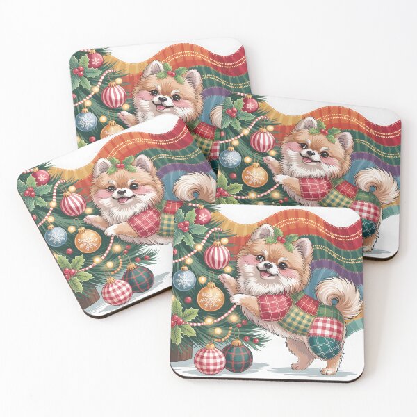 Item preview, Pomeranian Christmas – Cozy Patchwork Dog Vintage Art designed and sold by JessArty ⭐⭐⭐⭐⭐.