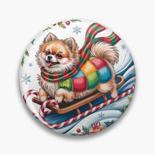 Item preview, Pomeranian Christmas – Cute Patchwork Dog Holiday Style designed and sold by JessArty ⭐⭐⭐⭐⭐.