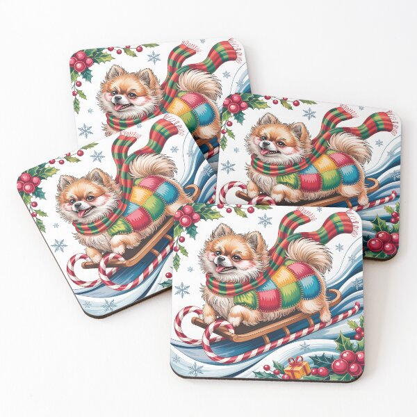 Item preview, Pomeranian Christmas – Cute Patchwork Dog Holiday Style designed and sold by JessArty ⭐⭐⭐⭐⭐.