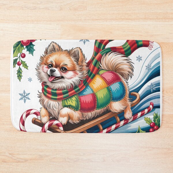 Item preview, Pomeranian Christmas – Cute Patchwork Dog Holiday Style designed and sold by JessArty ⭐⭐⭐⭐⭐.