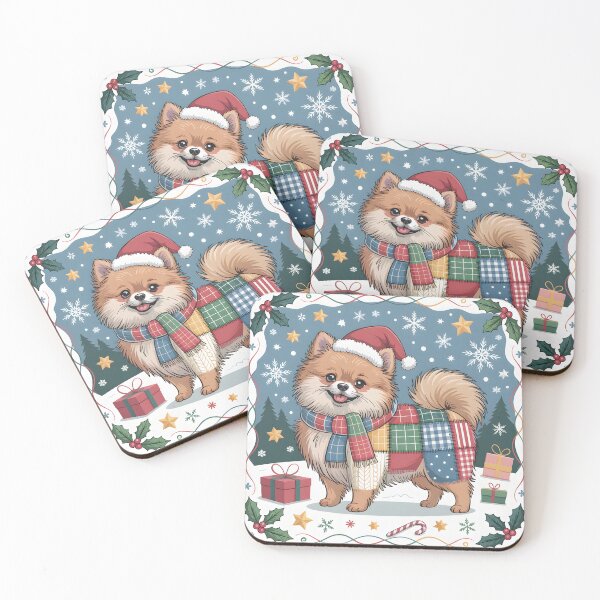 Item preview, Pomeranian Christmas – Vintage Patchwork Pup Festive Look designed and sold by JessArty ⭐⭐⭐⭐⭐.