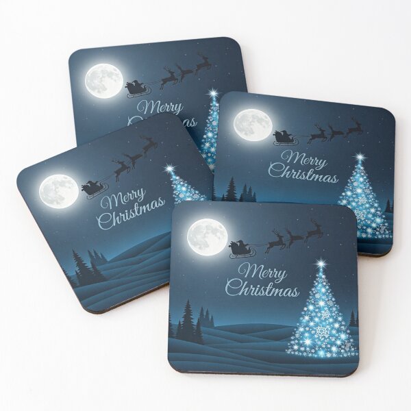 Item preview, Magical Blue Christmas Night with Santa Silhouette and Sparkling Star Tree designed and sold by PixelVibe782.