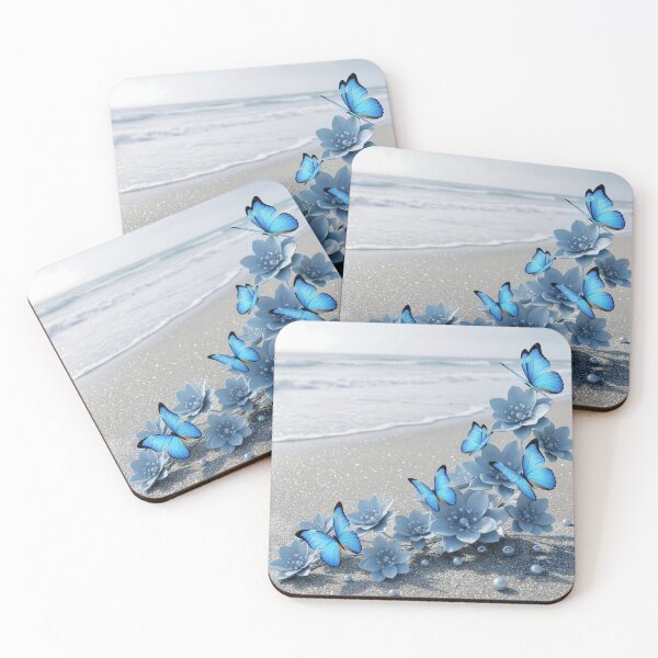 Item preview, Blue Butterflies Beach Elegance with Pearls designed and sold by EtherealFlutter.