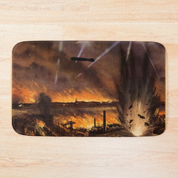 Item preview, WWII Propaganda Poster | RAF Bombers Over Lübeck | Dramatic Aerial Warfare Art | British Morale & Strength | Historical 1942 Art designed and sold by artofuniverse.