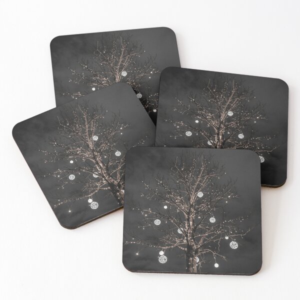 Item preview, Minimalist Night Tree with Glowing Lights and Hanging Ornaments designed and sold by PixelVibe782.