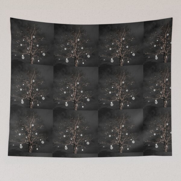 Item preview, Minimalist Night Tree with Glowing Lights and Hanging Ornaments designed and sold by PixelVibe782.