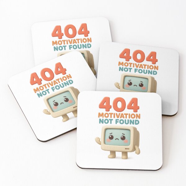 Item preview, Cute Retro Tech Error - 404 Motivation Not Found | Kawaii Workplace Gift Art designed and sold by Moons Studio.