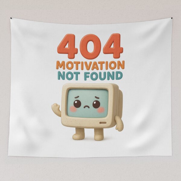 Item preview, Cute Retro Tech Error - 404 Motivation Not Found | Kawaii Workplace Gift Art designed and sold by Moons Studio.
