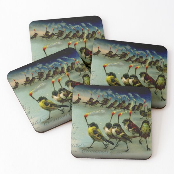 Item preview, Victorian Birds with Torches – Whimsical Vintage Holiday Illustration designed and sold by Art Outlaws.
